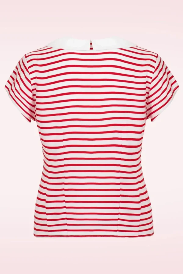 Clearance Bunny Ahoy Blouse In Wit En Rood