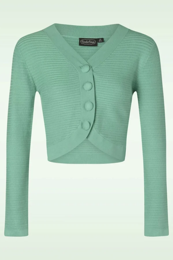 Clearance Vixen Ariane Getextureerd Gebreid Cropped Vest In Mintgroen