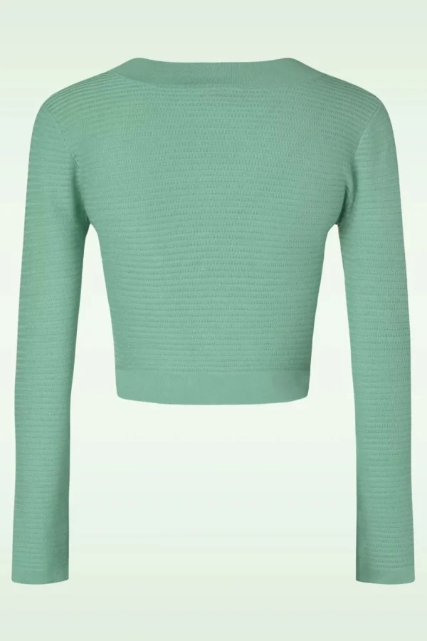 Clearance Vixen Ariane Getextureerd Gebreid Cropped Vest In Mintgroen