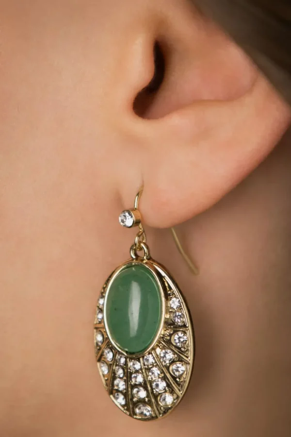 Online Lovely Art Deco Ovale Oorbellen In Groen