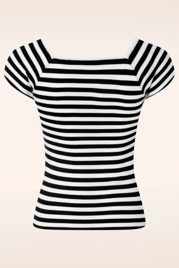 Hot Zilch Audrey Gestreepte Top In Zwart