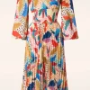 Sale Traffic People Aurora Tropical Midi Jurk In Multi