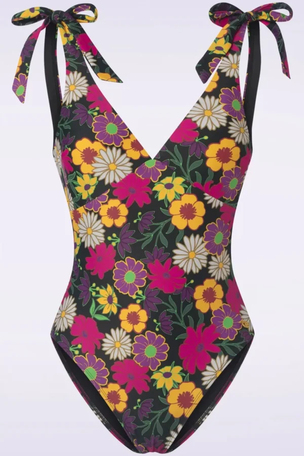 New TC Beach Bow Flower Power Badpak In Zwart