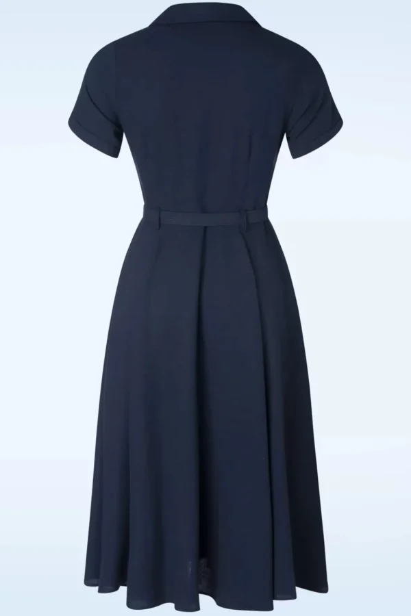 Outlet Collectif Clothing Caterina Swing Jurk In Marineblauw