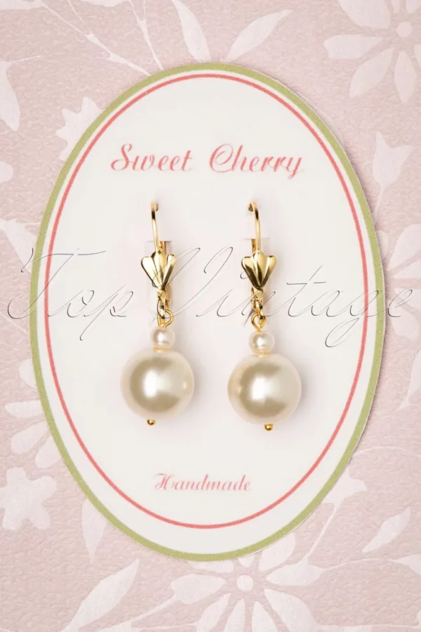 Outlet Sweet Cherry Champagne Parel Oorbellen In Goud En Ivoor