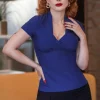 Clearance Glamour Bunny Business Babe Danny Lee Blouse In Koningsblauw