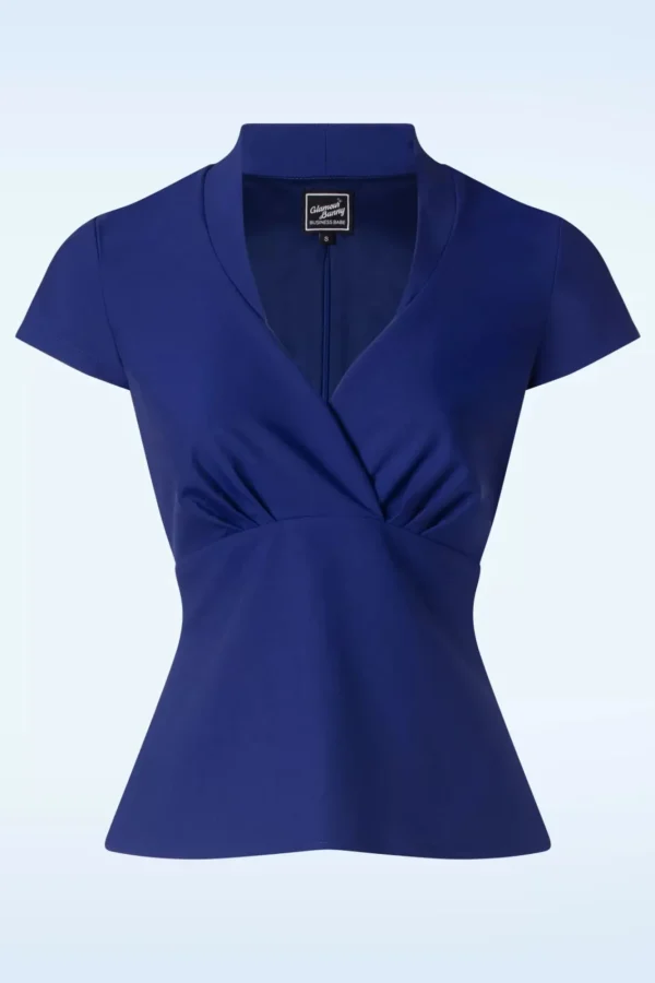 Clearance Glamour Bunny Business Babe Danny Lee Blouse In Koningsblauw