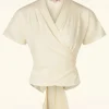 Sale Rock N Romance Darla Wikkelblouse Met Korte Mouwen In Antiek Wit