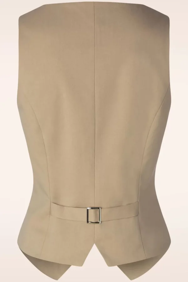 Shop Glamour Bunny Business Babe Dianne Gilet In Beige