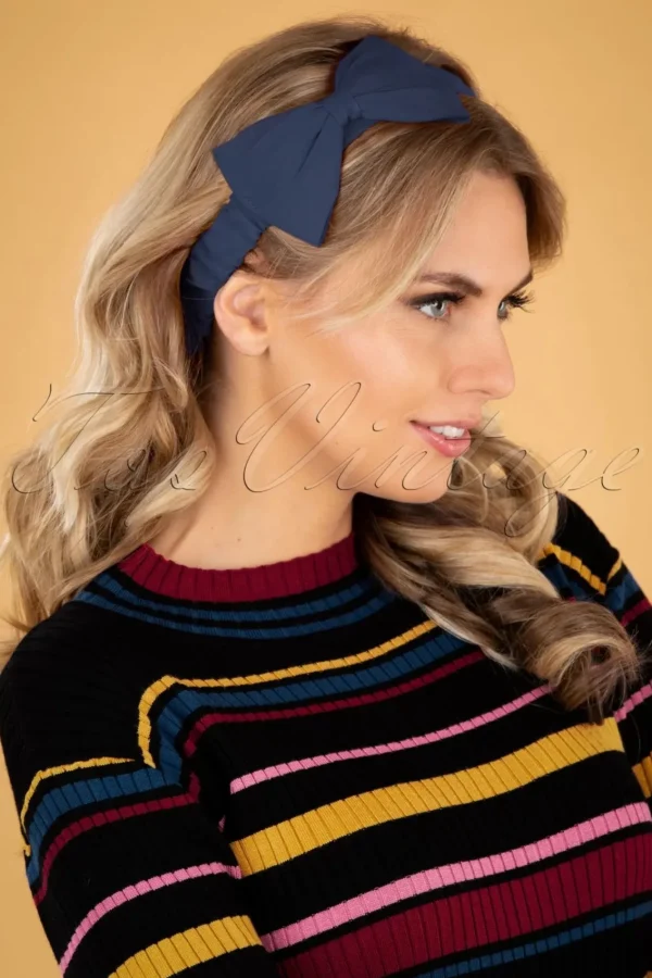 Cheap Banned Retro Dionne Bow-Hoofdband In Marineblauw