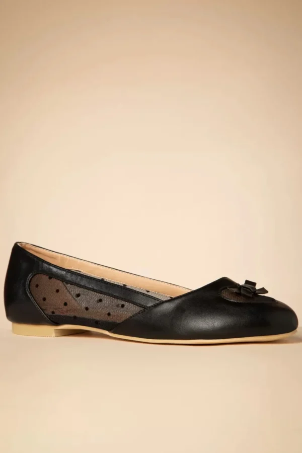 Hot Banned Retro Elegant Spots Ballerina's In Zwart