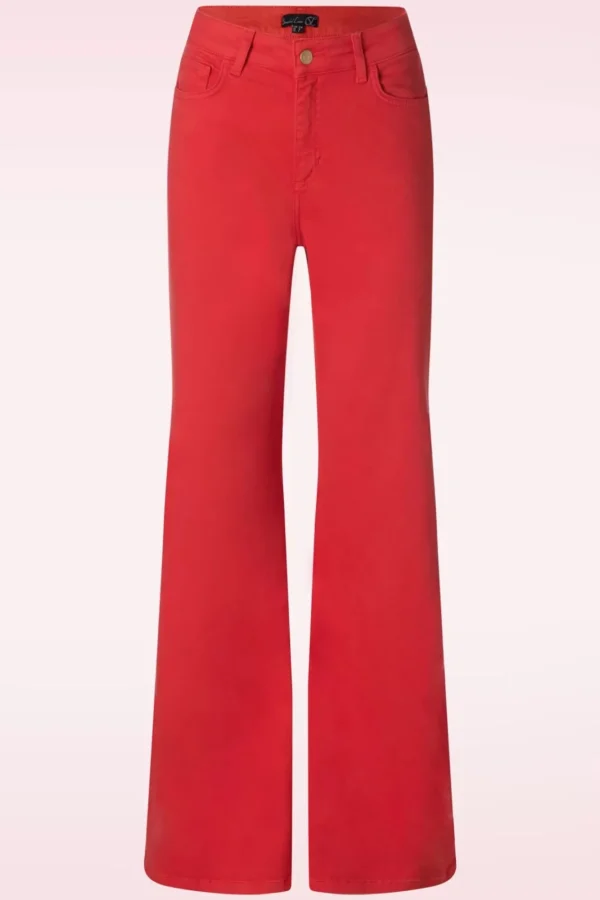 Shop Smashed Lemon Fae Flared Jeans In Rood