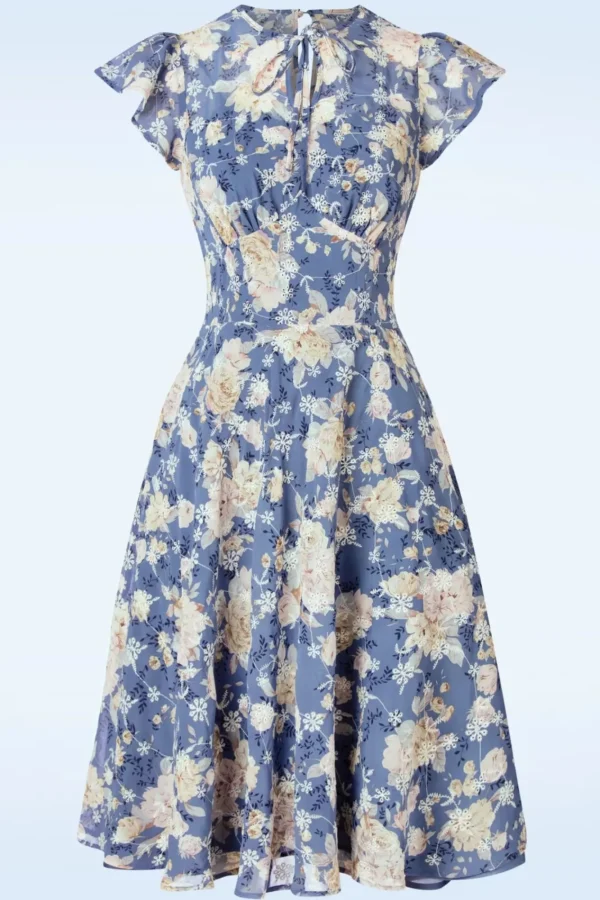 Store Vixen Floral Flutter Flare Jurk In Blauw
