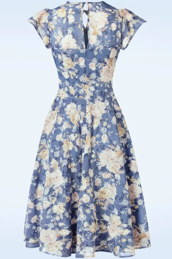 Store Vixen Floral Flutter Flare Jurk In Blauw