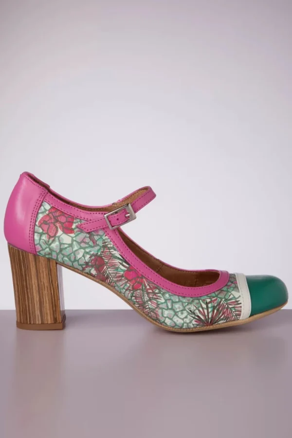 Online Nemonic Frida Mary Jane Pumps In Fuchsia En Groen