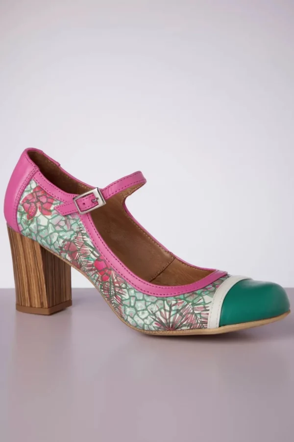 Online Nemonic Frida Mary Jane Pumps In Fuchsia En Groen