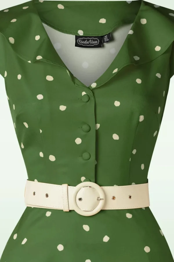 Fashion Vixen Gestippelde Midi-Jurk Met Brede Kraag In Groen