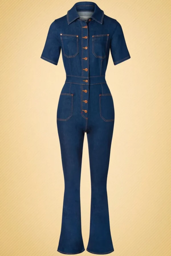 Sale Rock-a-Booty Gloria Lee Jumpsuit In Denimblauw