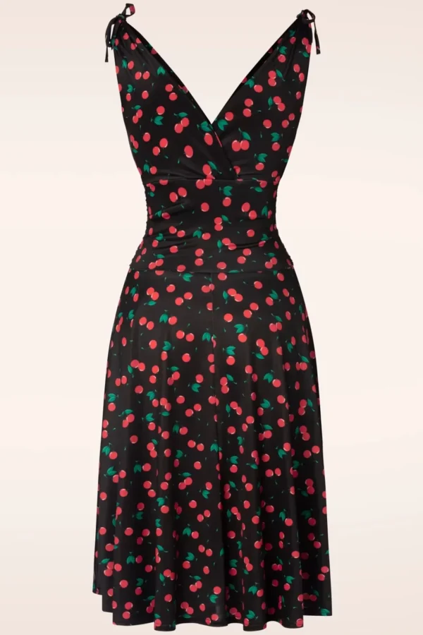 Outlet Vintage Chic for Topvintage Grecian Cherry Jurk In Zwart