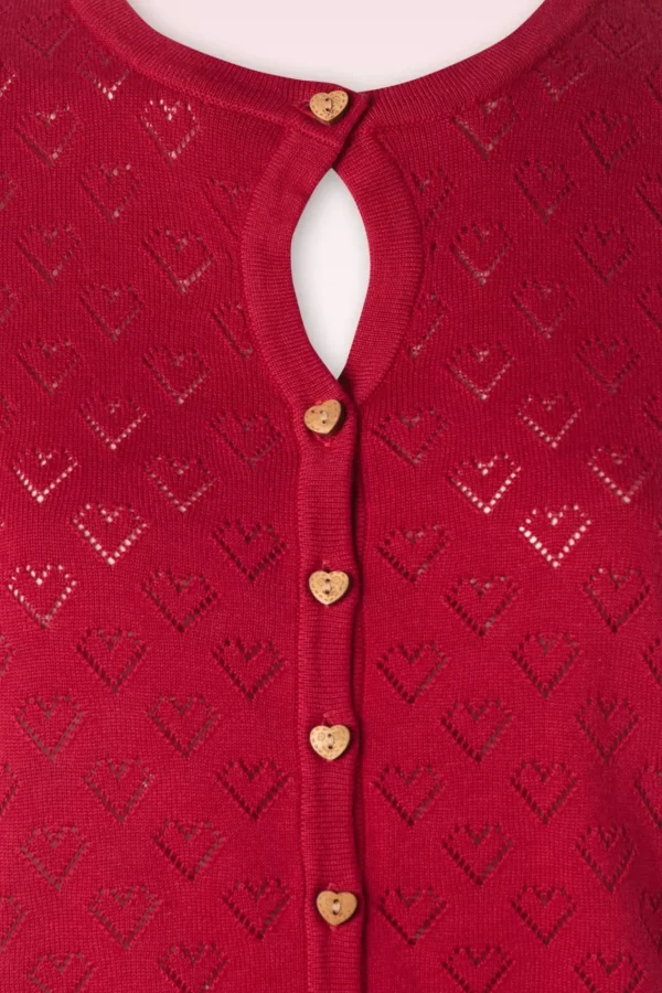 Discount Banned Retro Heart Blooms Cardigan In Rood