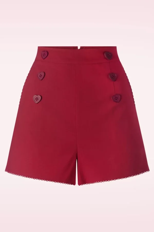 Store Vixen Heart Button Shorts In Rood
