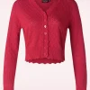 Outlet Vixen Heart Pattern Scallop Edge Cardigan In Rood