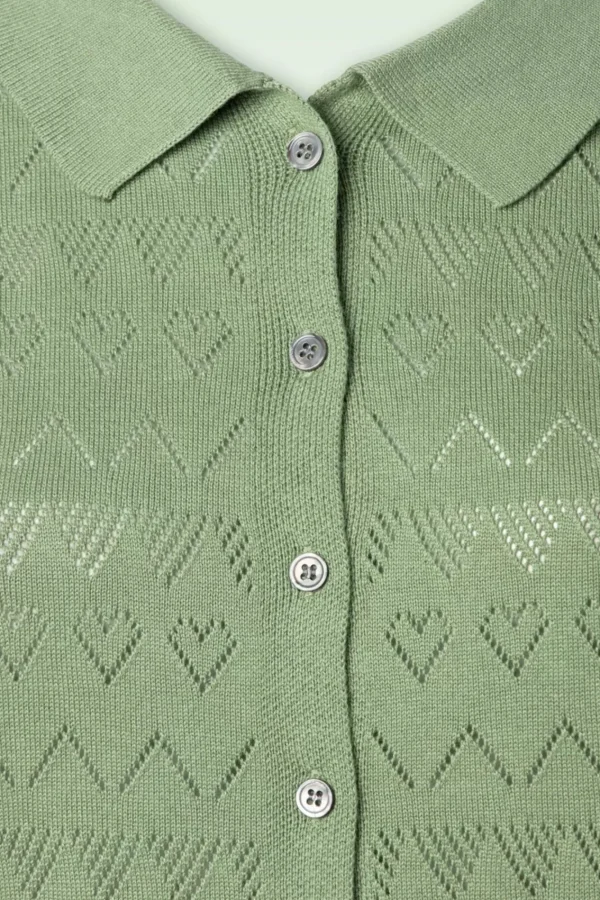 Online Banned Retro Heart Waves Cardigan In Groen