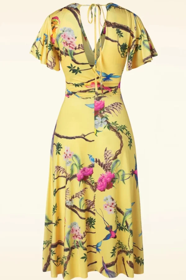 Outlet Vintage Chic for Topvintage Irene Birds Swing Jurk In Geel