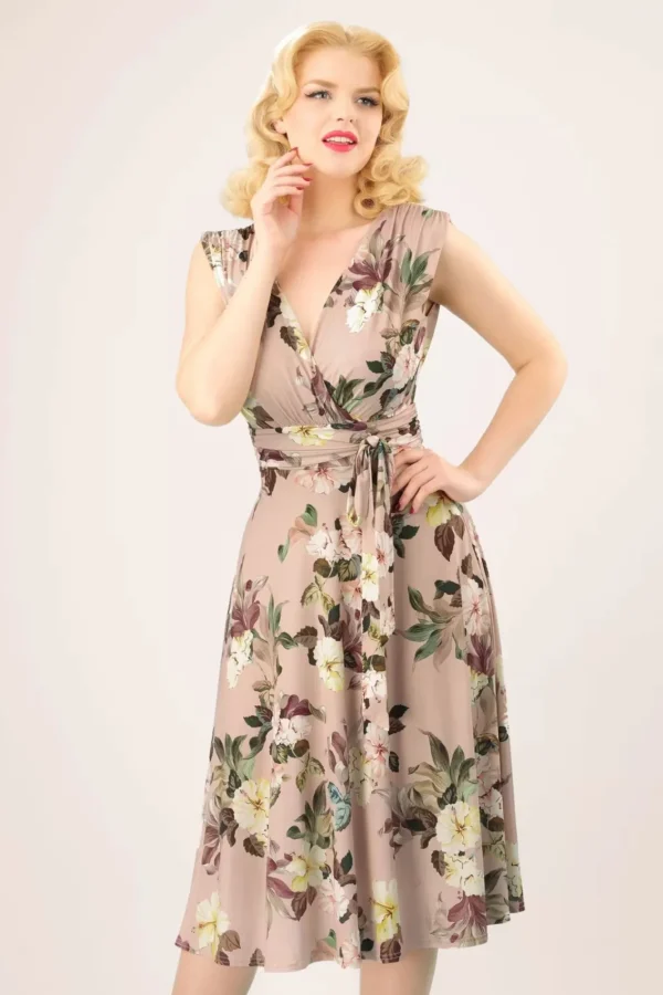 Cheap Vintage Chic for Topvintage Jane Bloemen Midi-Jurk In Lichtroze