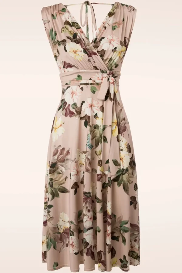 Cheap Vintage Chic for Topvintage Jane Bloemen Midi-Jurk In Lichtroze