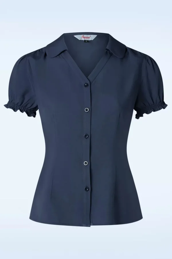 Online Banned Retro Jane Blouse In Marineblauw