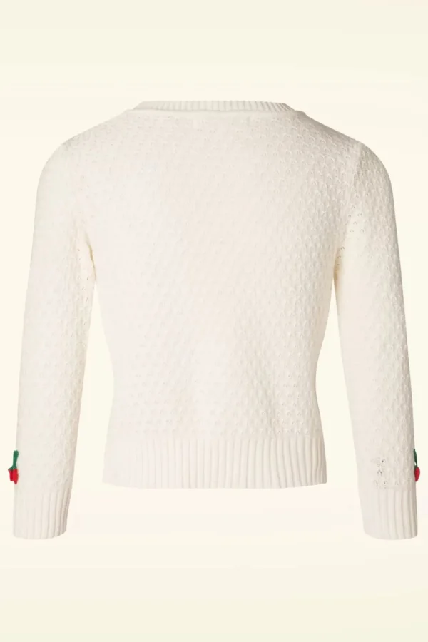 Fashion Mak Sweater Jennie Cherry Vest In Ivoor
