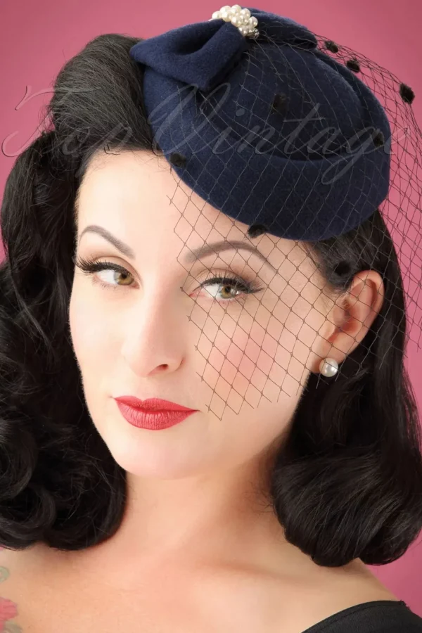 Store Banned Retro Judy Hoed In Marineblauw