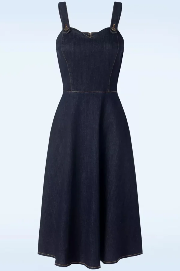 Online Collectif Clothing Jupiter Pinafore Jurk In Denim