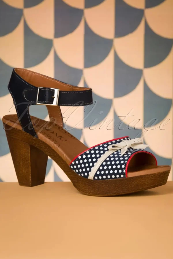Online Nemonic Karina Lederen Plateau Sandalen In Marineblauw