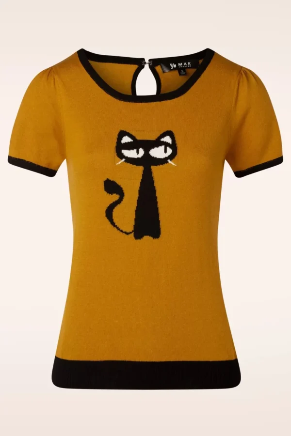 Online Mak Sweater Katten Trui In Camel