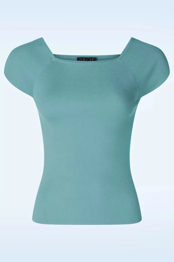 Hot Zilch Kaylie Top In Porselein Blauw