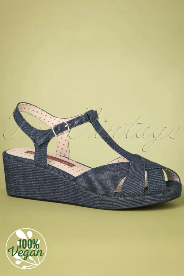 Store B.A.I.T. Kira Sandalen Met Sleehak In Denimblauw