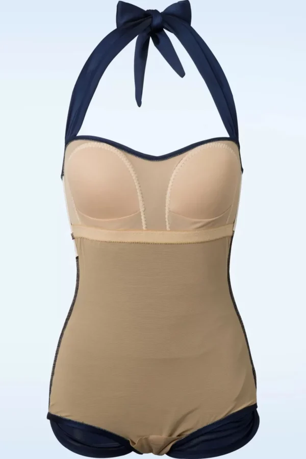 Best Esther Williams Klassiek Jaren Vijftig Eendelig Badpak In Marineblauw