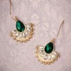 Cheap Lovely Kristallen Waaierdruppeloorbellen In Goud En Groen