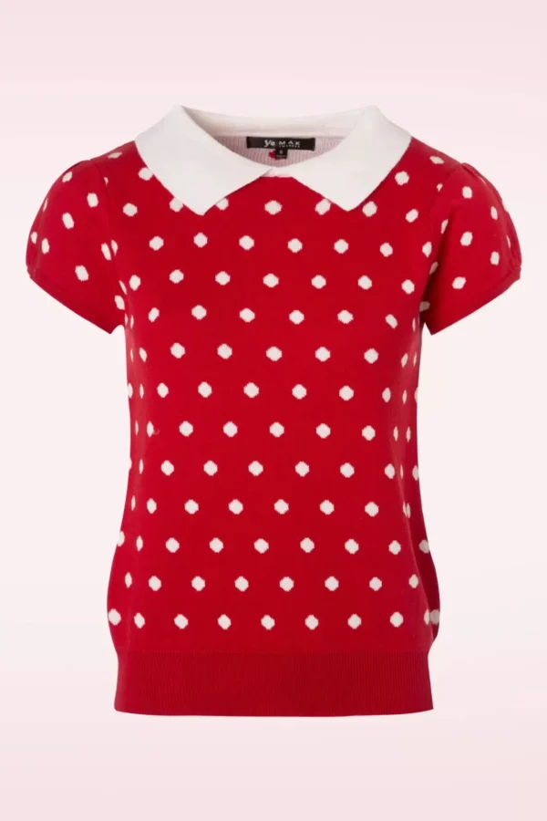 Cheap Mak Sweater Kristen Polkadot Trui In Rood En Ivoor
