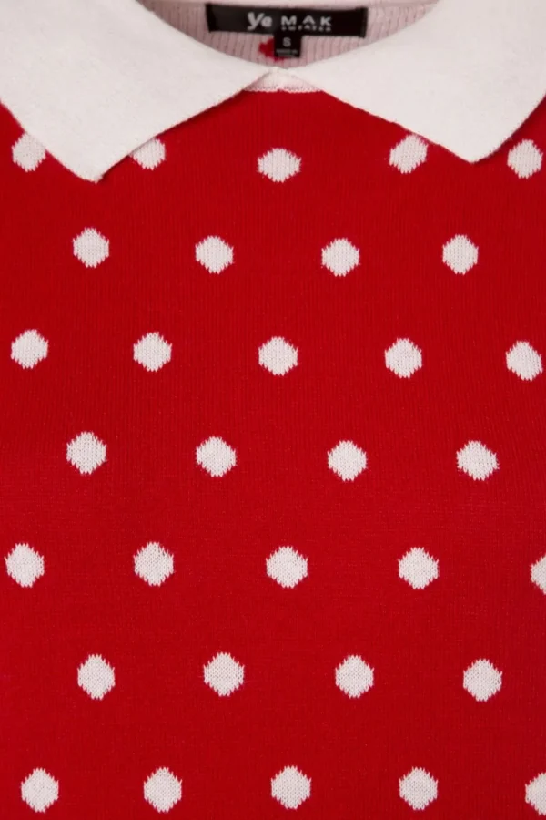 Cheap Mak Sweater Kristen Polkadot Trui In Rood En Ivoor
