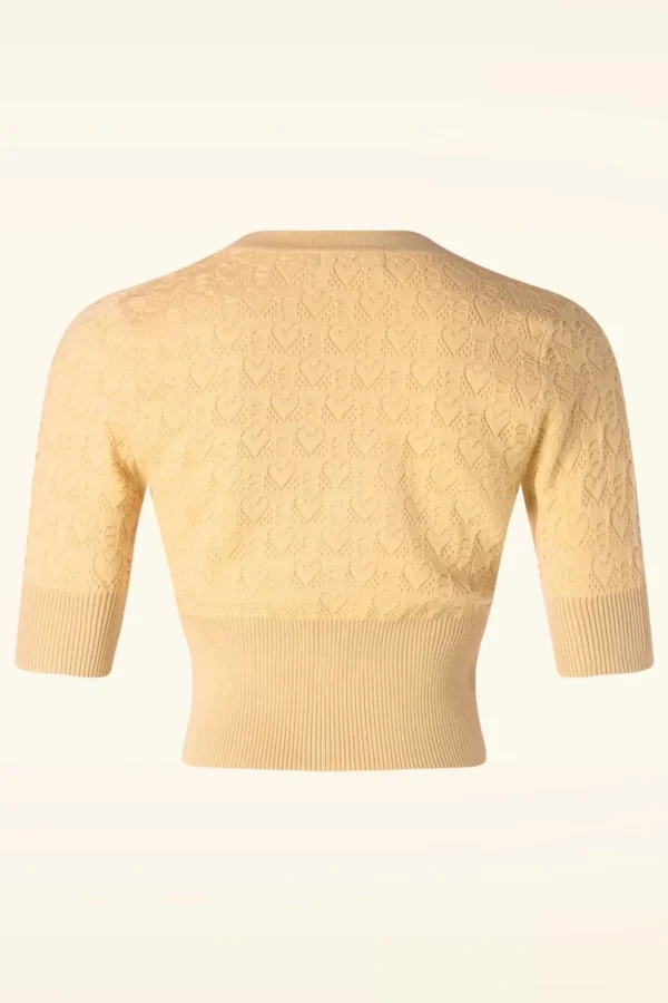 Hot Banned Retro Love Heart Cardigan In Geel