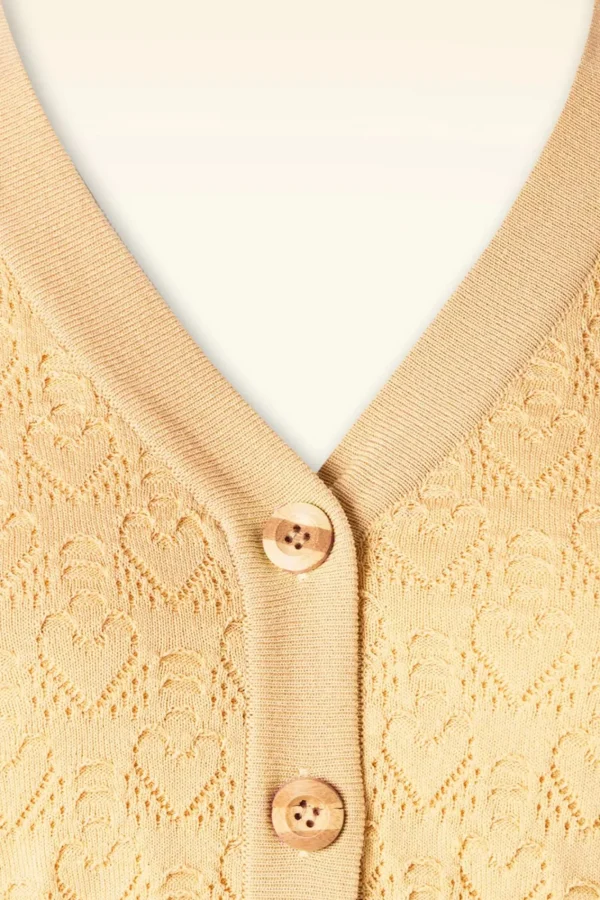 Hot Banned Retro Love Heart Cardigan In Geel