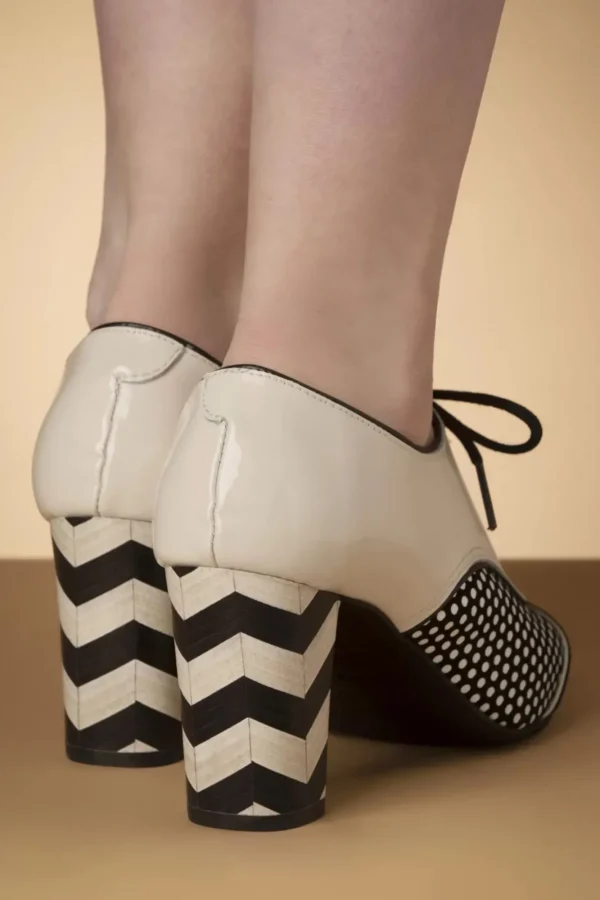 Online Nemonic Madison Lederen Booties In Zwart En Romig Wit