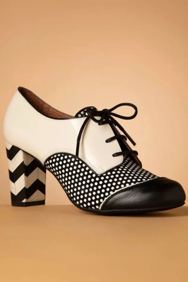 Online Nemonic Madison Lederen Booties In Zwart En Romig Wit