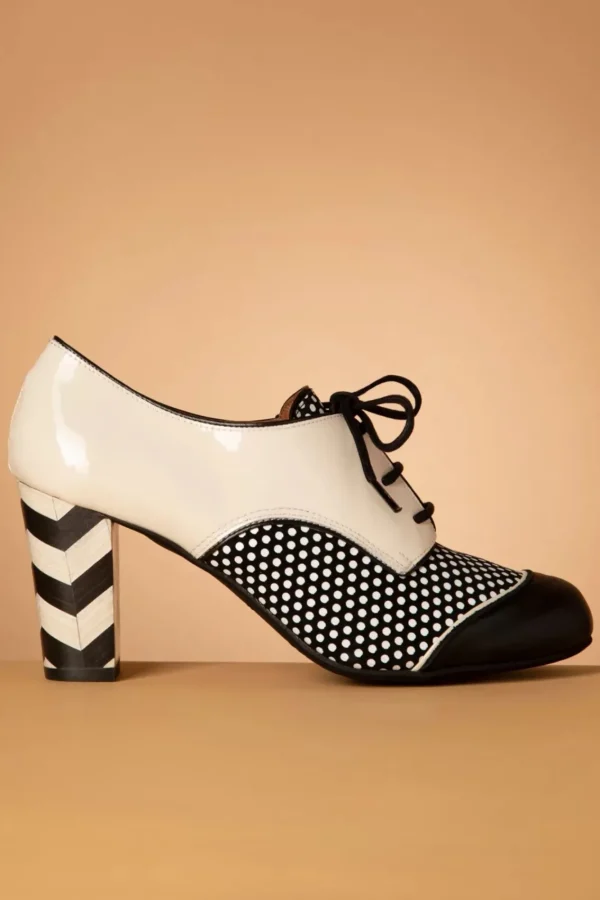 Online Nemonic Madison Lederen Booties In Zwart En Romig Wit