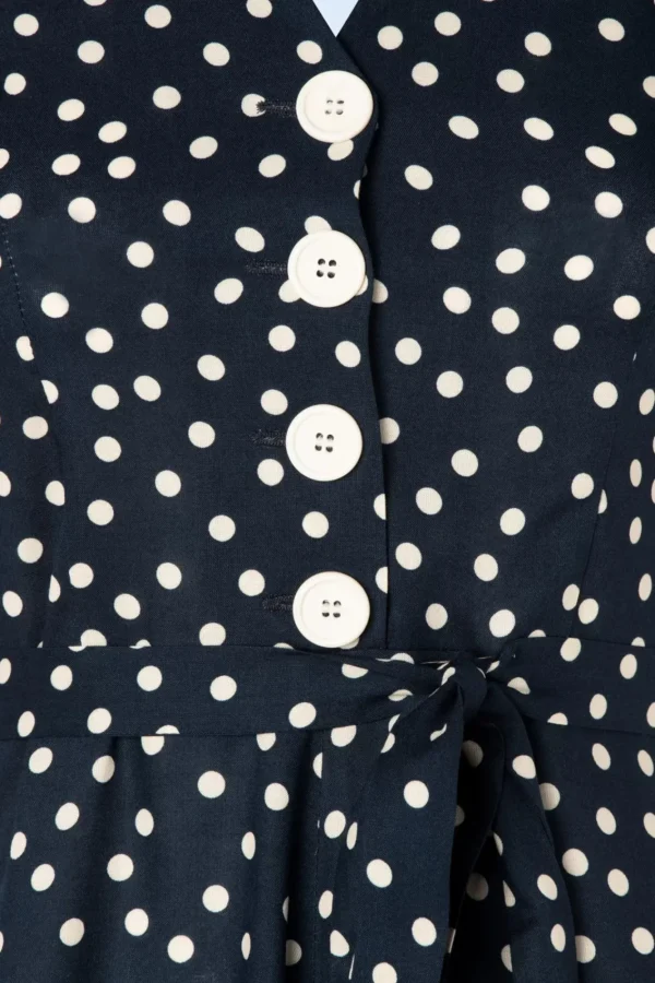 Cheap Very Cherry Magnolia Polka Dot Jurk In Marineblauw