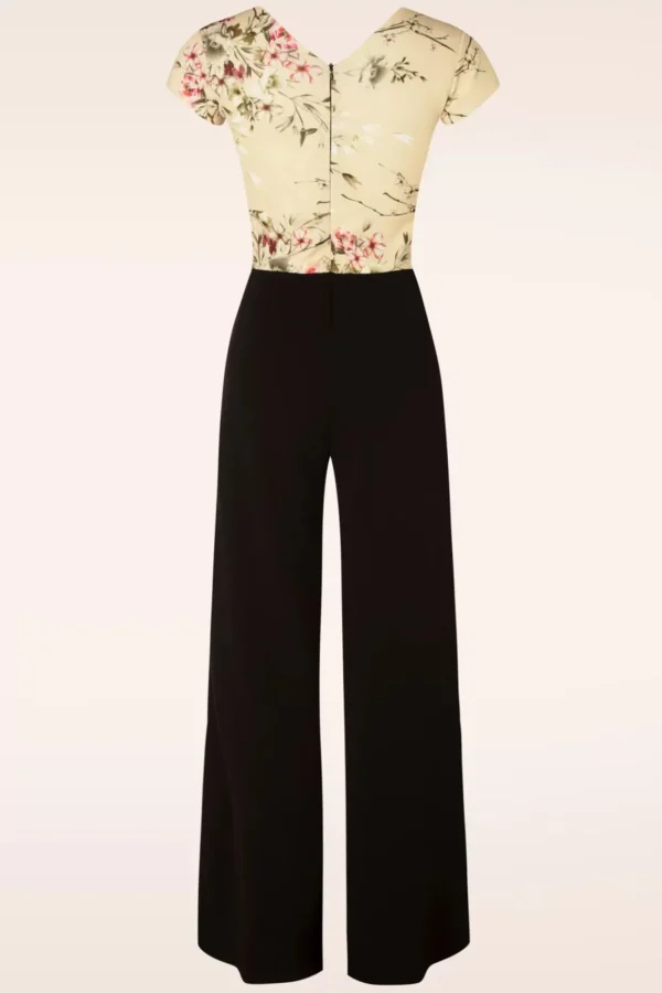 Clearance Vintage Chic for Topvintage Maribelle Floral Jumpsuit In Zwart