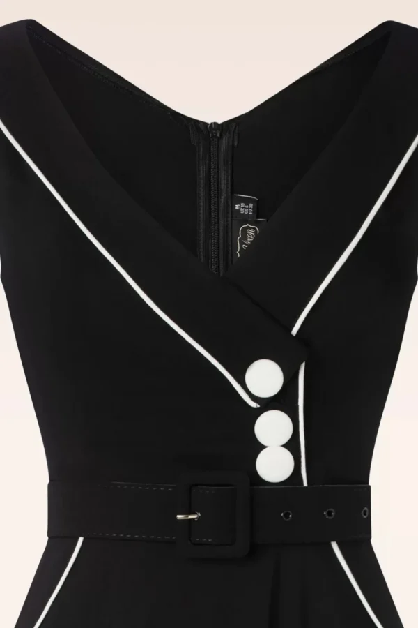 Store Vixen Marica Visgraat Swingjurk In Zwart